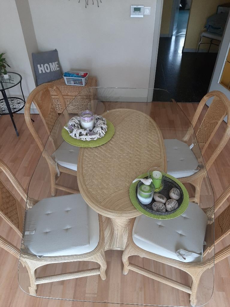 Table salle à manger + 6 chaises, Maison & Meubles, Salles à manger complètes, Utilisé, 6 à 8 chaises, Enlèvement