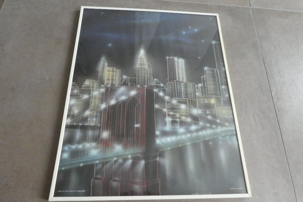 Poster d’art vintage Brooklyn Bridge Graphisme Années 80, Enlèvement