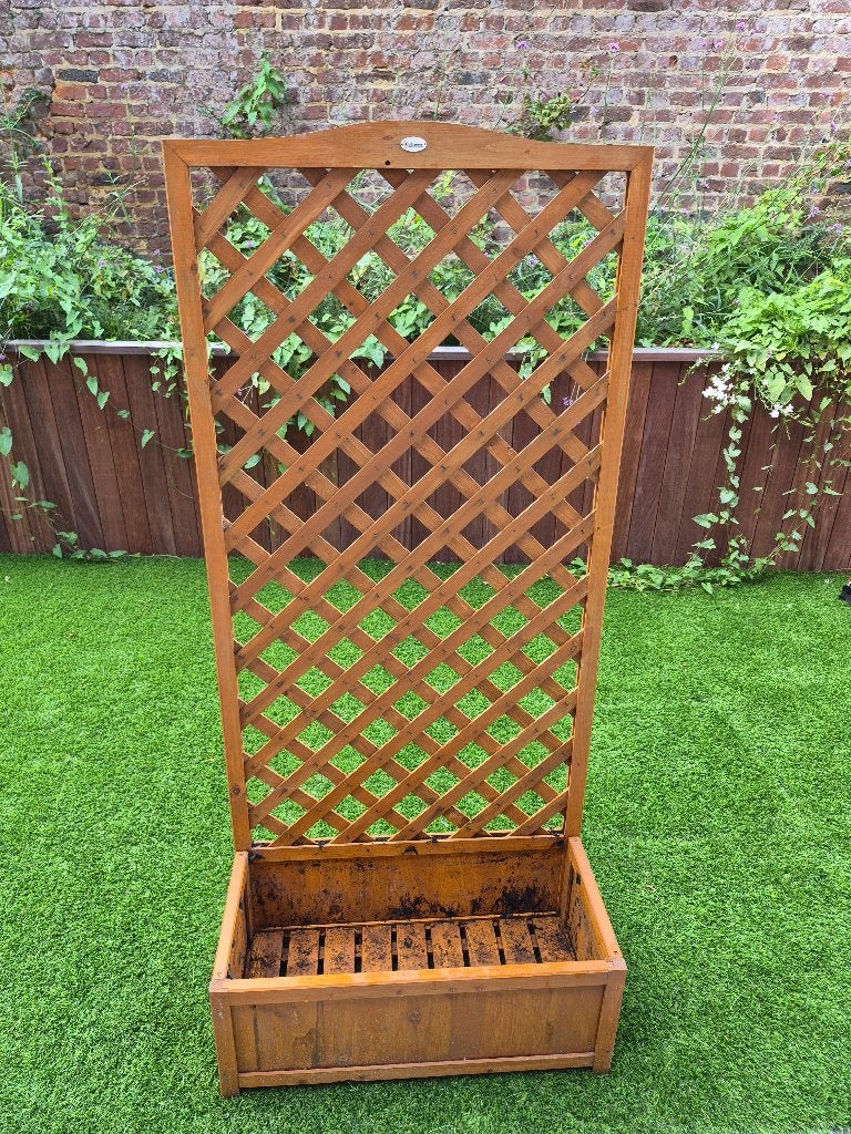 Outsunny Houten Plantenbak met Klimrek – 76 x 36 x 170cm, Tuin en Terras, Ophalen, Gebruikt, Balkon, 60 tot 100 cm
