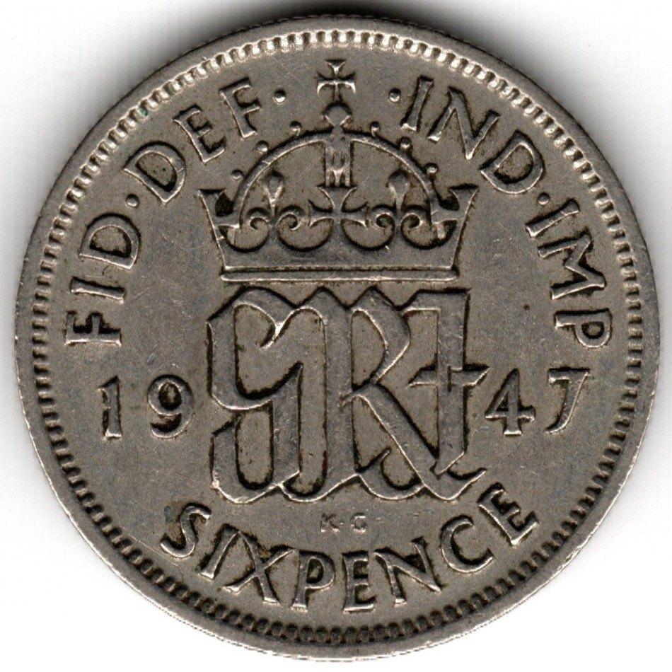 Verenigd Koninkrijk : 6 Pence 1947 KM#862 Ref 16686, Ophalen of Verzenden, Joegoslavië, Losse munt