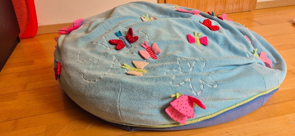 Grand coussin de sol, Maison & Meubles, Rond, Comme neuf, Enlèvement, Bleu