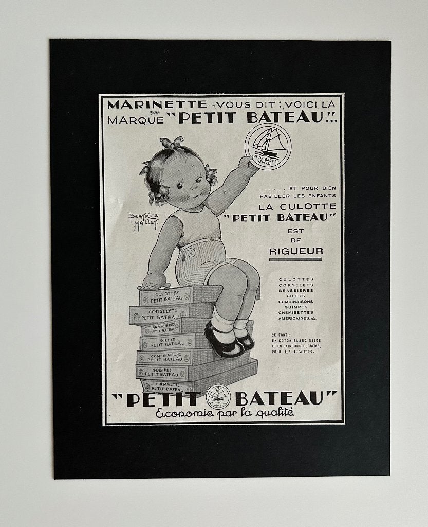 deco kleine oude papieren reclame - Petit Bateau - Martell, Verzamelen, Ophalen of Verzenden, Reclame