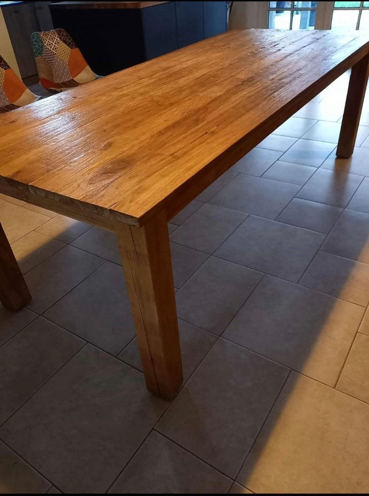 Houten eettafel 8-10 personen, Ophalen, 200 cm of meer, 50 tot 100 cm, Vijf personen of meer
