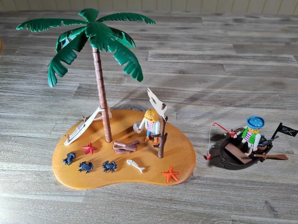 Playmobil - Pirateneilandje en Piraat met roeiboot, Ophalen of Verzenden, Gebruikt, Overige typen