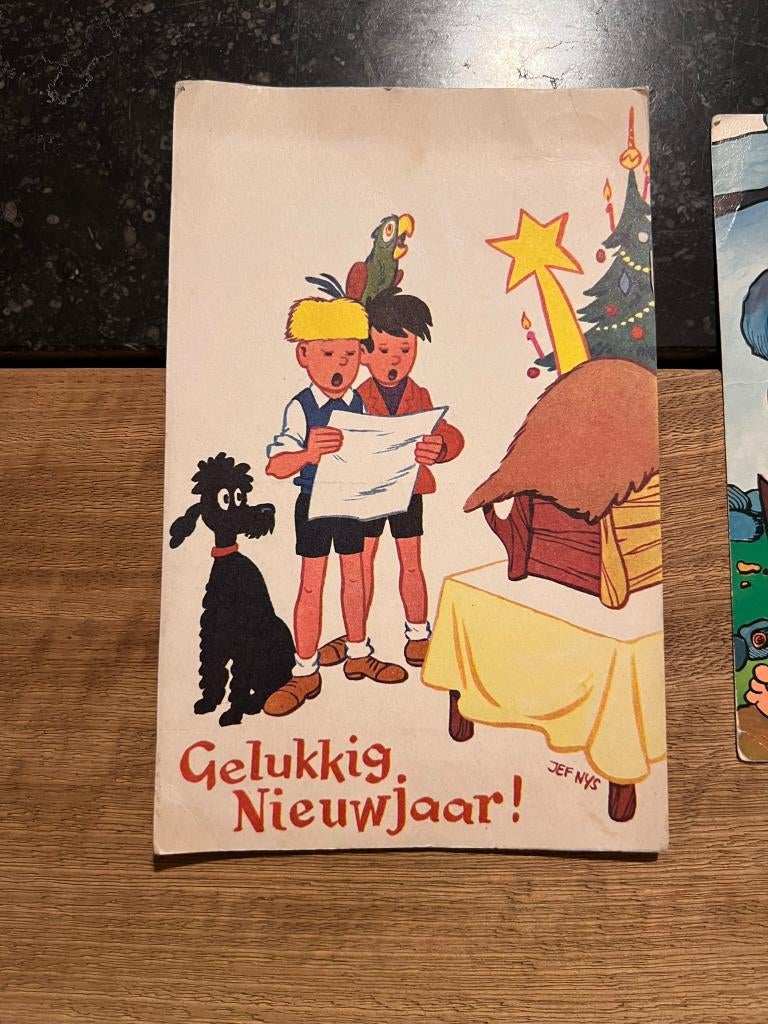 2 vintage postkaarten stripfiguren: Jommeke & The Flinstones, Gebruikt, Geen idee, Overige typen, Overige figuren
