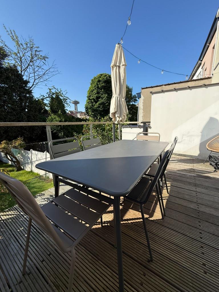 Table de jardin terrasse rectangulaire en métal epoxy, Enlèvement, Utilisé, Rectangulaire, Aluminium