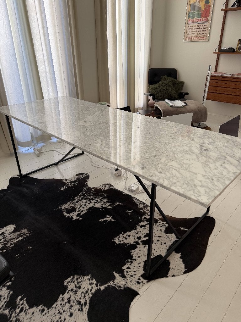 Te koop aangeboden: marmeren tafel, Ophalen, Overige materialen, Gebruikt, 200 cm of meer