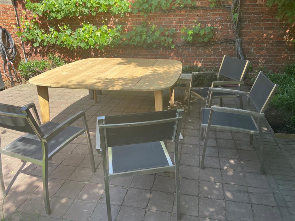 4 terrasstoelen, Tuin en Terras, Ophalen, 4 zitplaatsen, Gebruikt, Aluminium