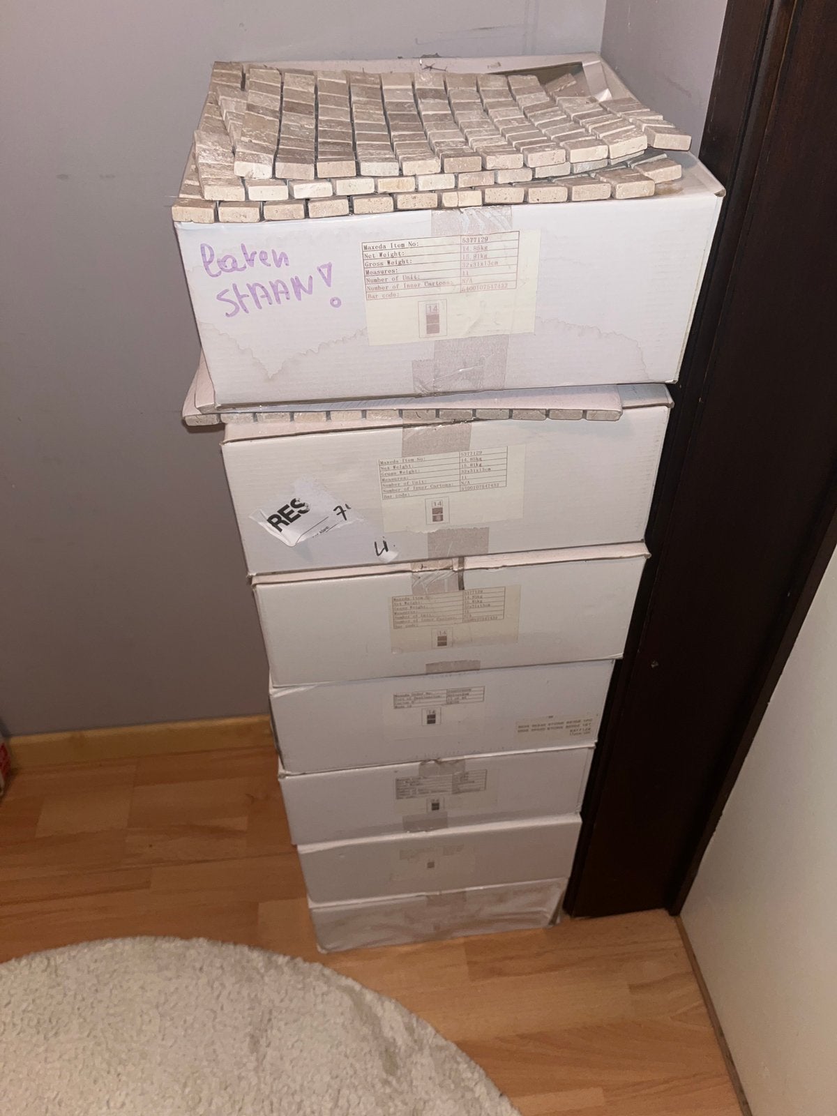 7x Mozaïek Beige 30x30 Natuursteen – Brico 5377129, Ophalen, Zo goed als nieuw, Doos