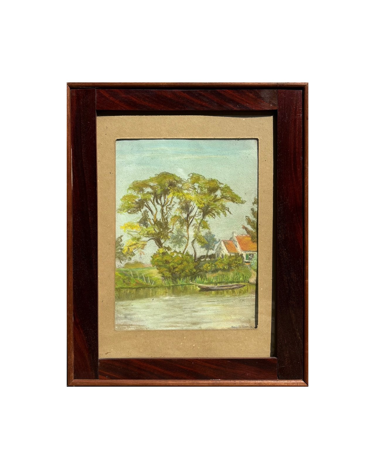 Aquarelle et craie de Baarle Veer à Drongen (1921), Enlèvement ou Envoi, Aquarelle, Encadré, Papier