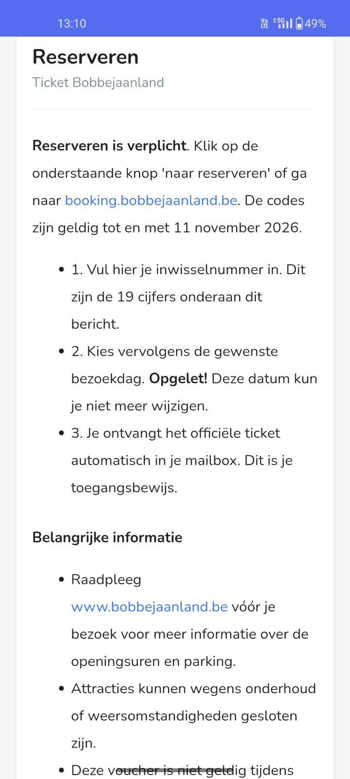 2 tickets Bobbejaanland, Tickets en Kaartjes, Hotelbonnen