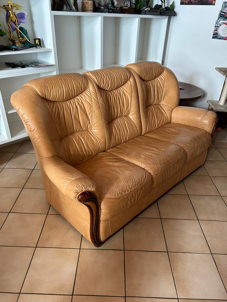 Salon en cuir avec relax, Maison & Meubles, Canapés | Sofas & Chaises Longues, Utilisé, Trois personnes, 150 à 200 cm, 75 à 100 cm