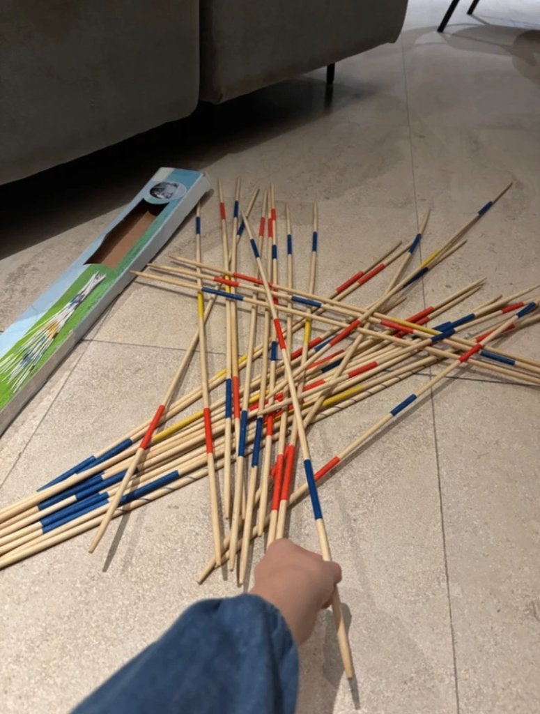 Reuze mikado spel, Hobby en Vrije tijd, Gezelschapsspellen | Overige, Drie of vier spelers, Ophalen, Zo goed als nieuw, Buitenspeel