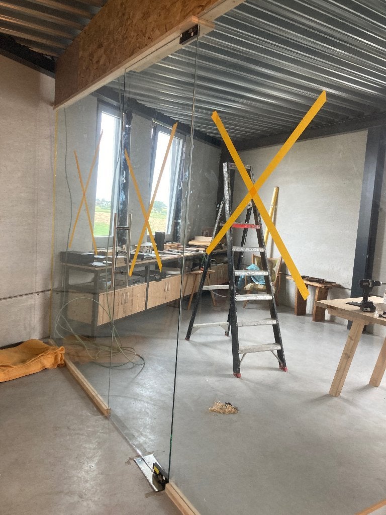 Glazen deur pivoterend, Ophalen, Gebruikt, 80 tot 100 cm, Binnendeur