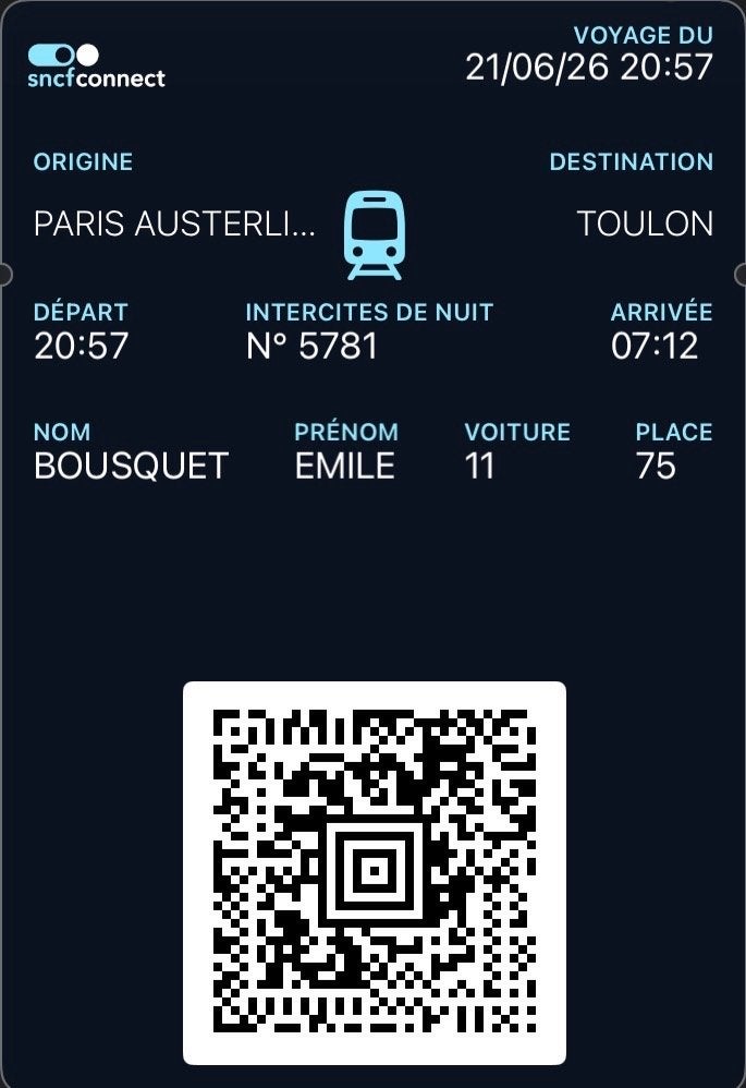 Billets de train SNCF (2 personnes), Tickets & Billets, Deux personnes, Train, Avec destination ou date