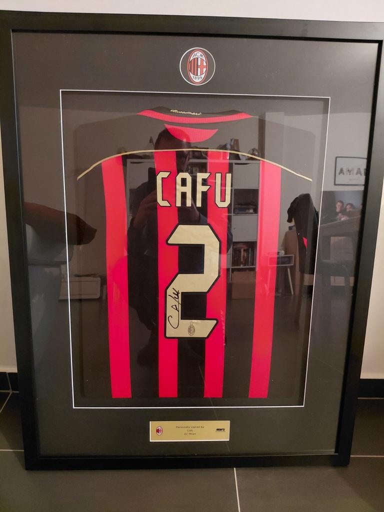 Signed Cafu AC Milan kader, Ophalen of Verzenden, Shirt