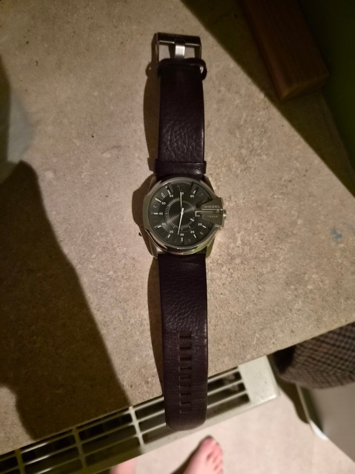 horloge diesel, Handtassen en Accessoires, Leer, Staal, Polshorloge, Zo goed als nieuw