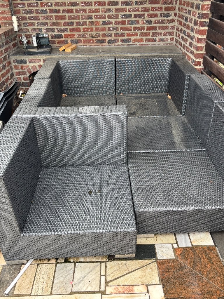 GRATIS - tuin lounge, Ophalen, Gebruikt, Rotan, 6 zitplaatsen