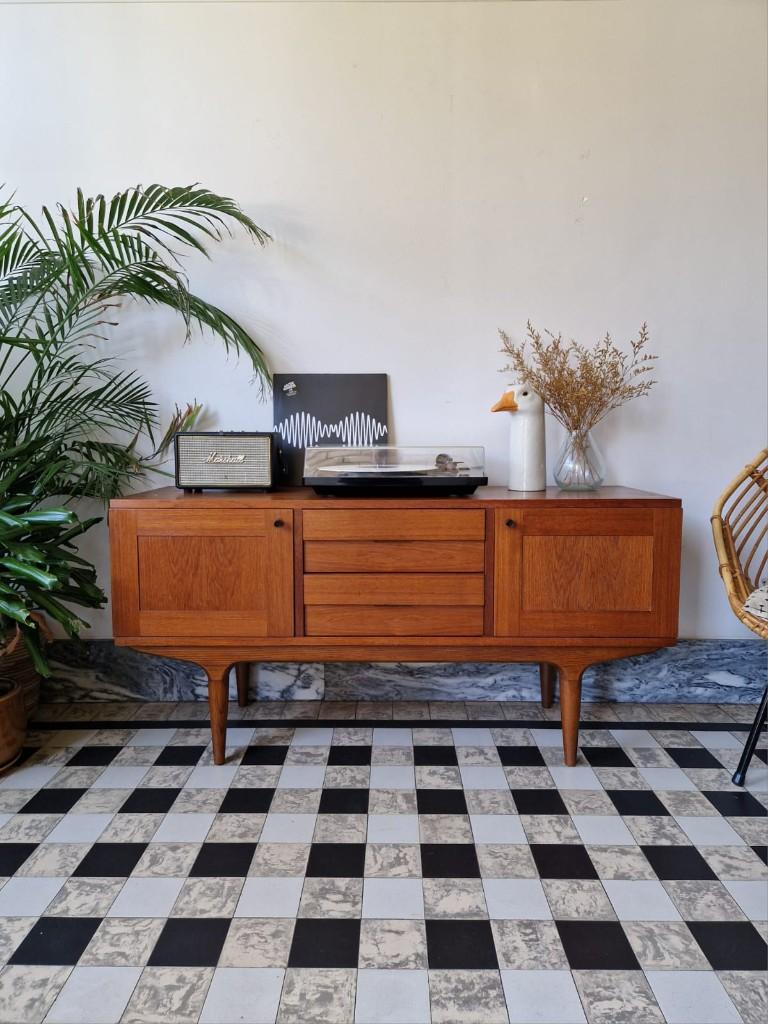 Vintage midcentury Deense dressoir | platenspeler meubel, Enlèvement, Utilisé