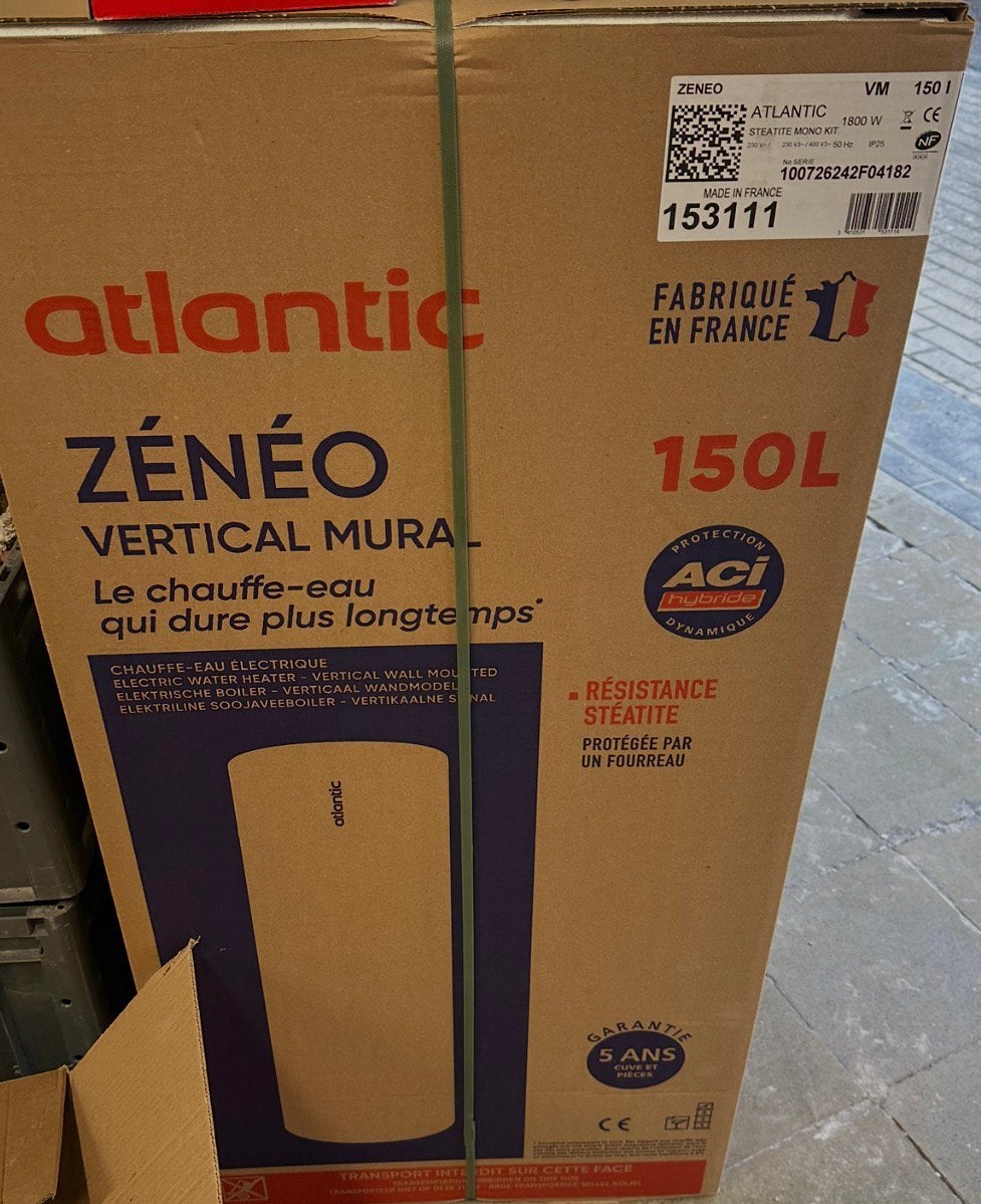 550€ Boiler Atlantic 150 murale verticale  stéatite, Bricolage & Construction, Chauffe-eau & Boilers, Enlèvement, Boiler