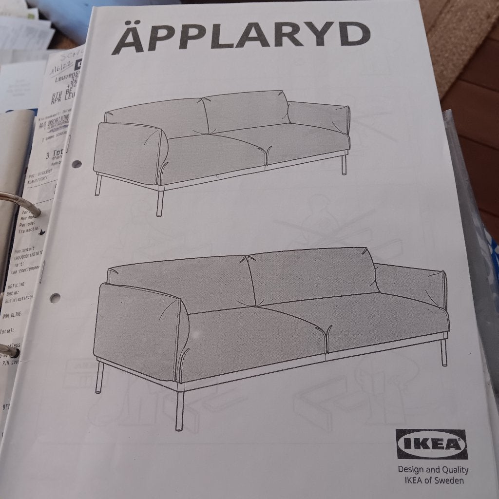 Zetel Ikea zwart Applaryd, 200 à 250 cm, Banc droit, Comme neuf, Enlèvement