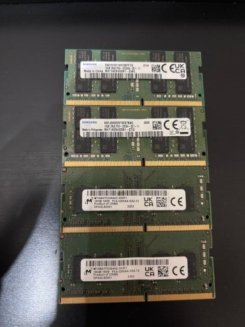 64GB DDR4 SO-DIMM Laptop RAM – 4×16GB – 3200MHz, DDR4, Enlèvement, Utilisé, 64 GB