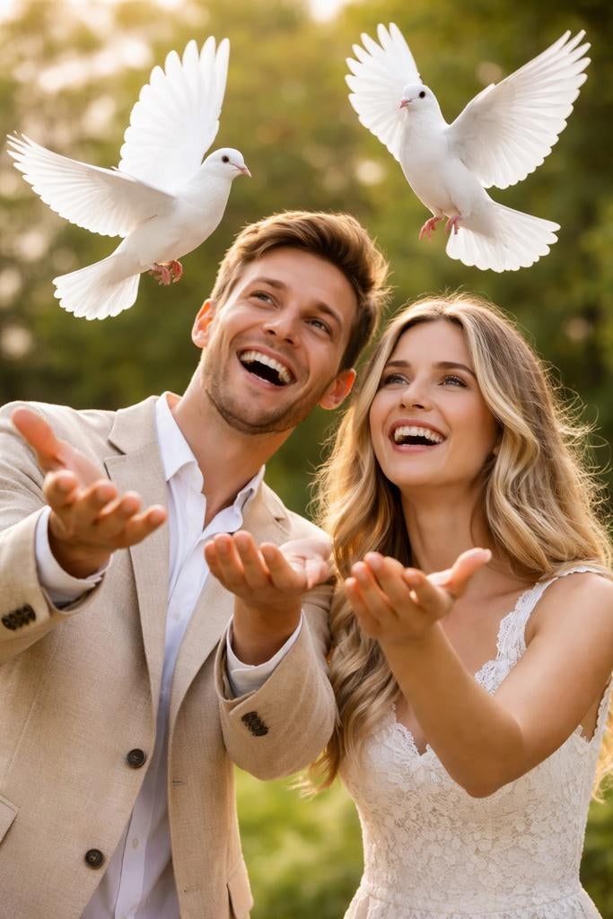 Te huur  witte bruidsduiven, Ophalen