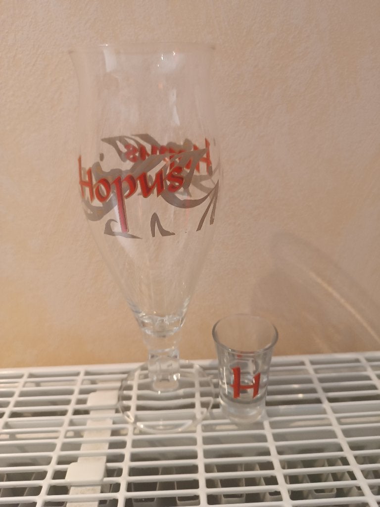 A vendre un verre Hopus + petit verre, Ophalen, Gebruikt, Bierglas