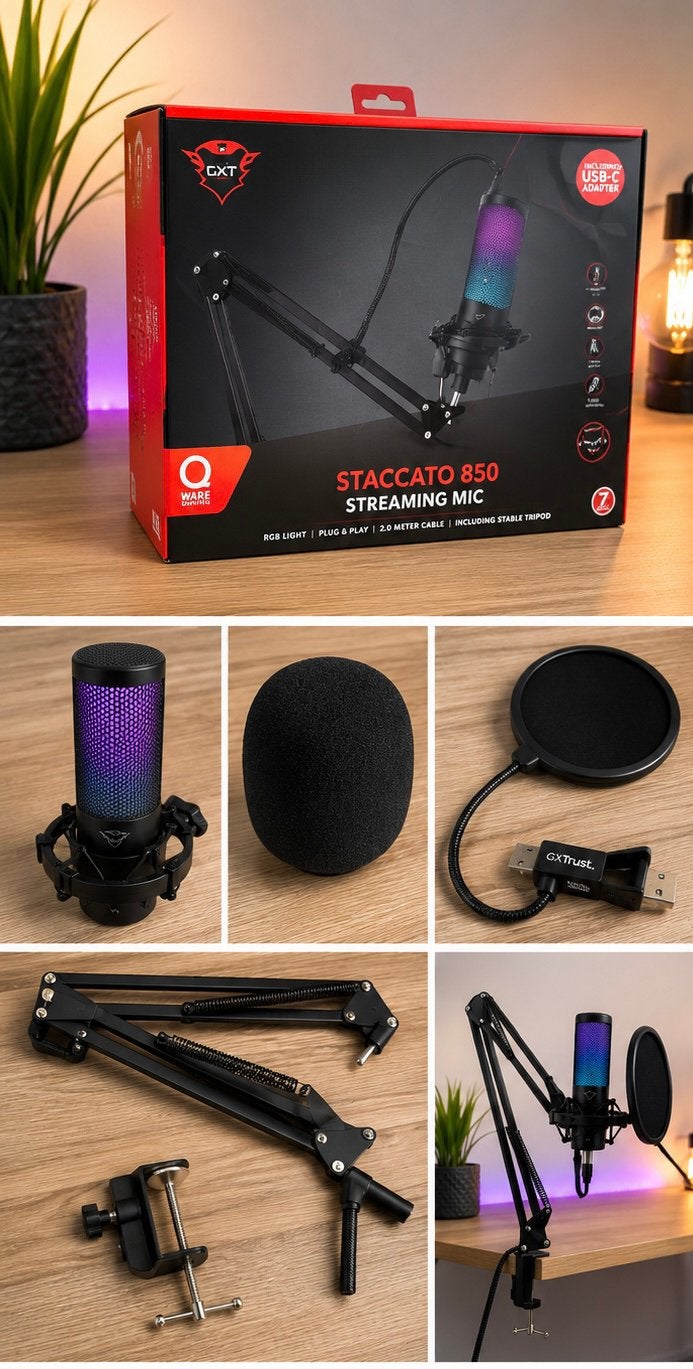 Trust GXT 252+ Emita / Staccato 850 streaming microfoonset, Muziek en Instrumenten, Ophalen, Zo goed als nieuw