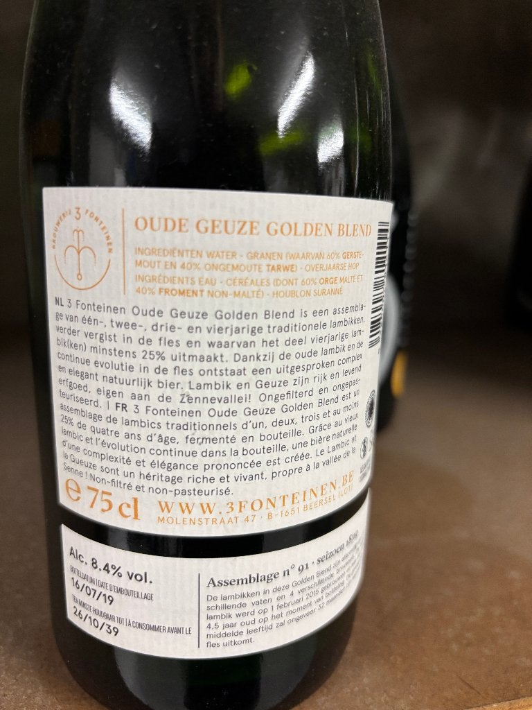 3 fonteinen Golden Blend 2019, Collections, Enlèvement ou Envoi, Neuf, Bouteille(s)