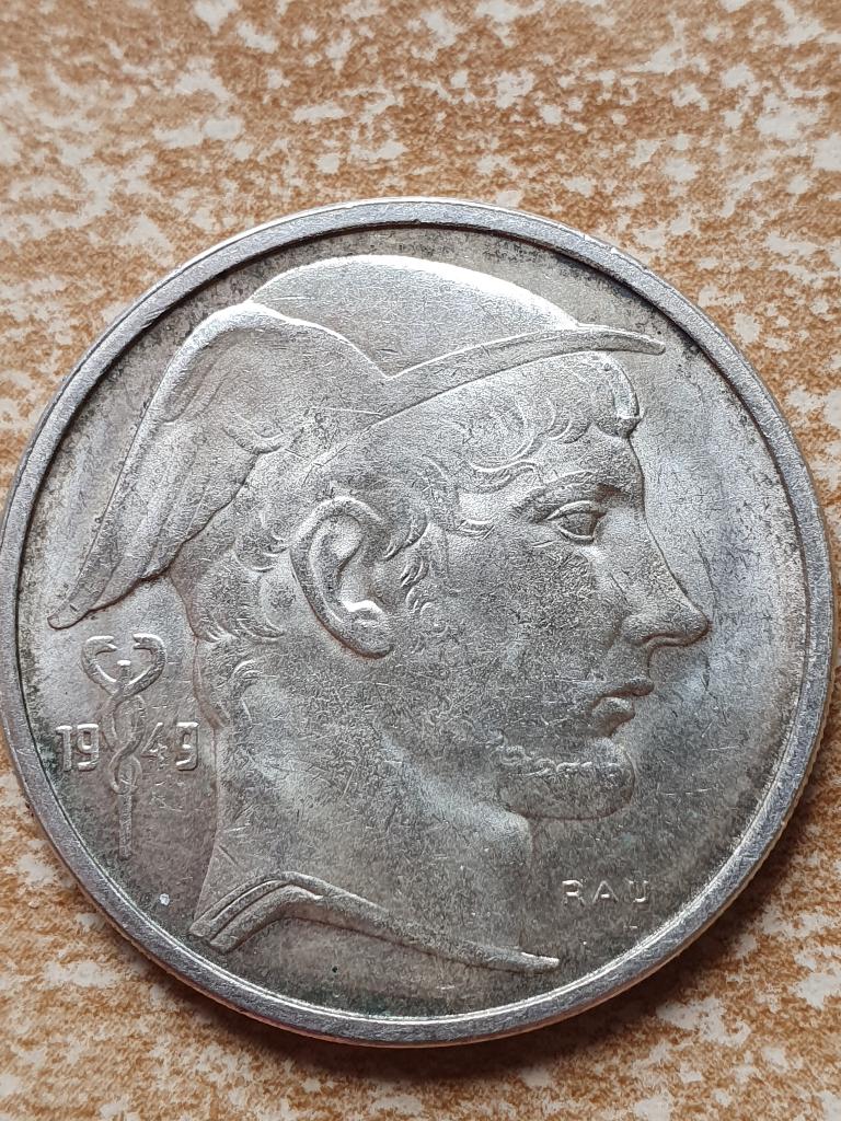 50 frank Prins Karel / Mercurius 1949 Frans, Zilver, Ophalen of Verzenden, Losse munt, Zilver