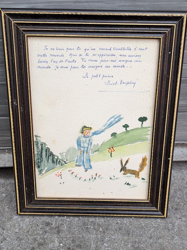 Aquarelle le petit prince signe saint exupery, Antiquités & Art, Enlèvement ou Envoi