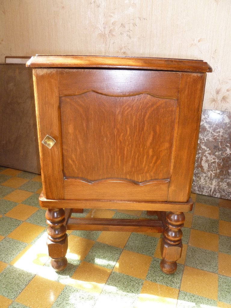 meuble d'appoint/chevet Vintage chene massif, Maison & Meubles, Moins de 45 cm, Enlèvement, Utilisé, 55 à 70 cm