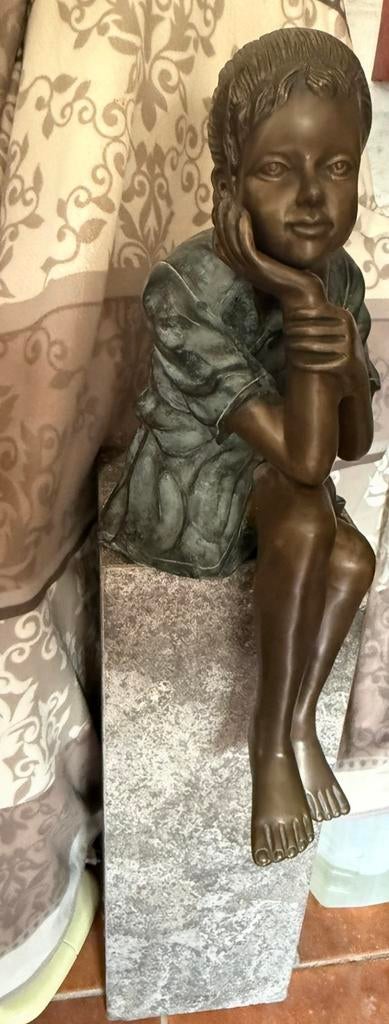 Bronzen beeld op granieten sokkel, Antiek en Kunst, Antiek | Brons en Koper, Ophalen, Brons