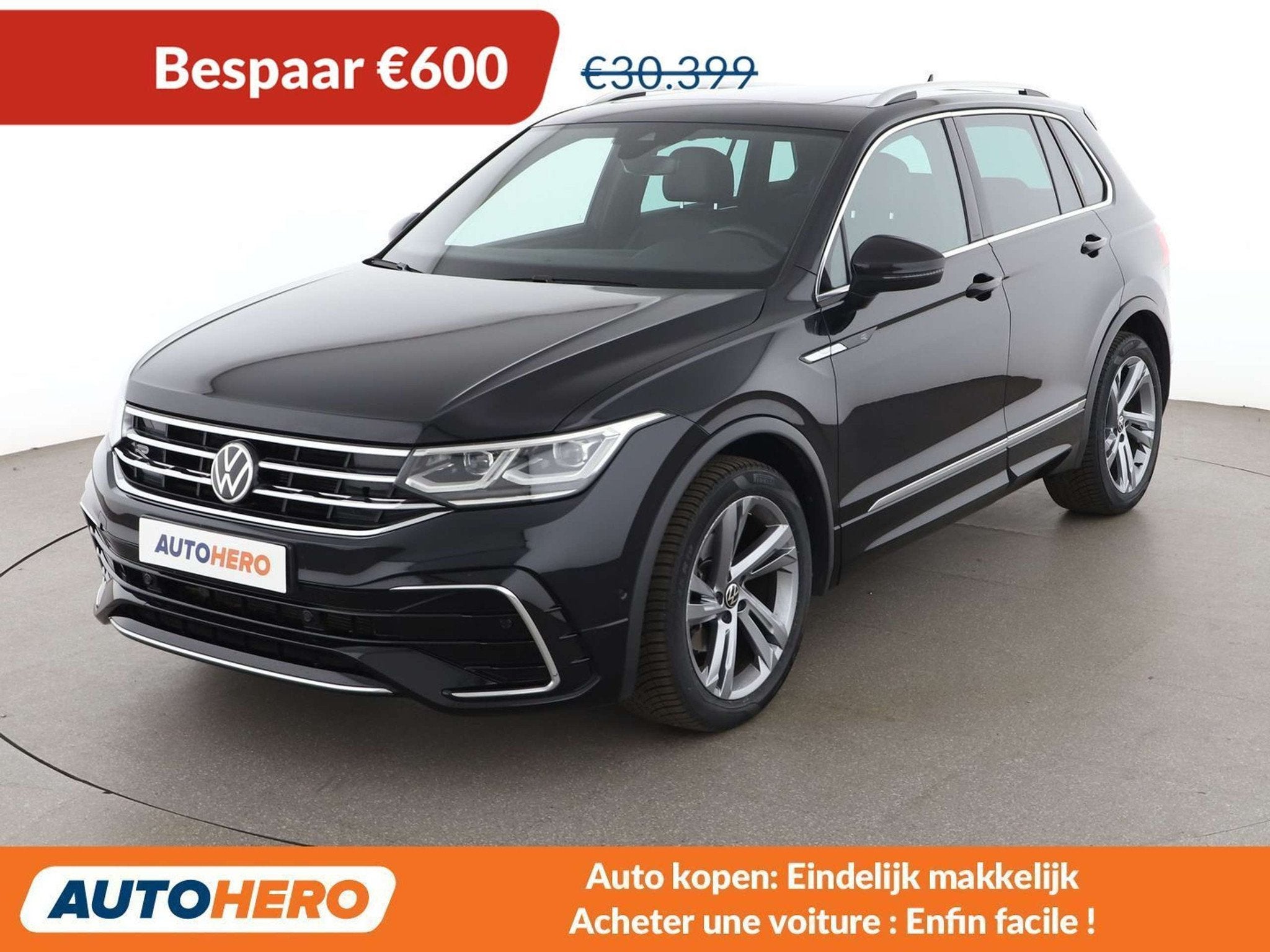 Volkswagen Tiguan 1.5 TSI ACT R-Line (bj 2021, automaat), Auto's, Lederen bekleding, Overige brandstoffen, Zwart, Leder