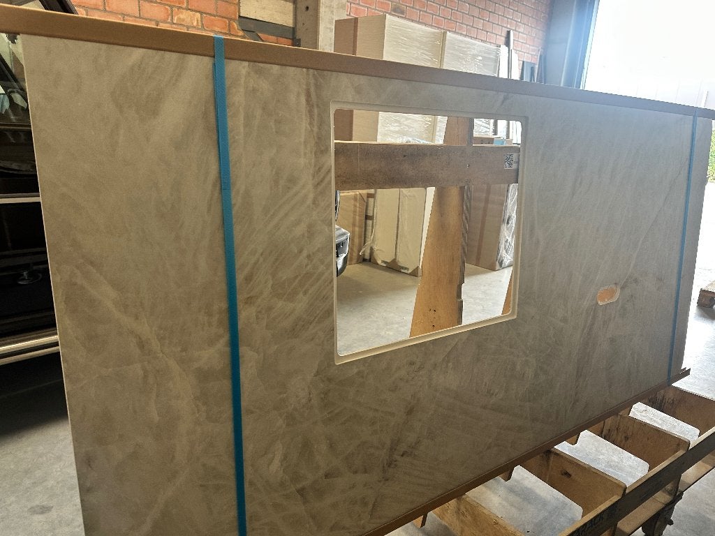 Werkblad keramiek 12 mm voor kookeiland 2150 x 1050 mm, Neuf, 200 cm ou plus, Beige, Moins de 100 cm