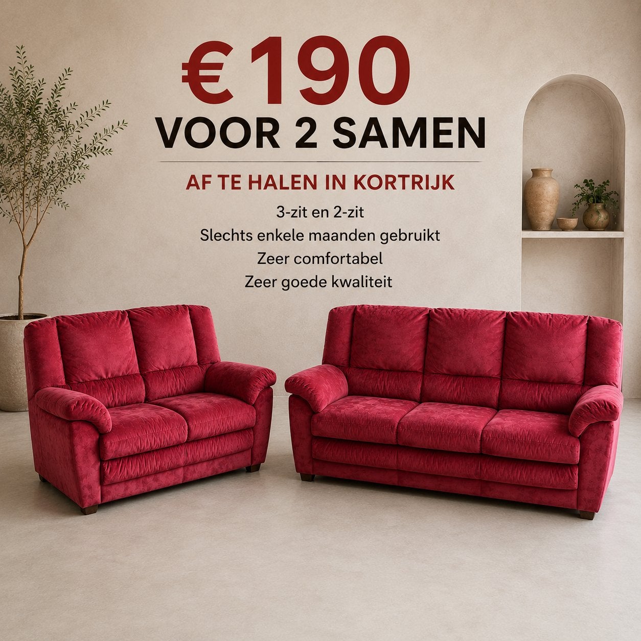 Zetels 2-zit en 3-zit, Ophalen, Zo goed als nieuw