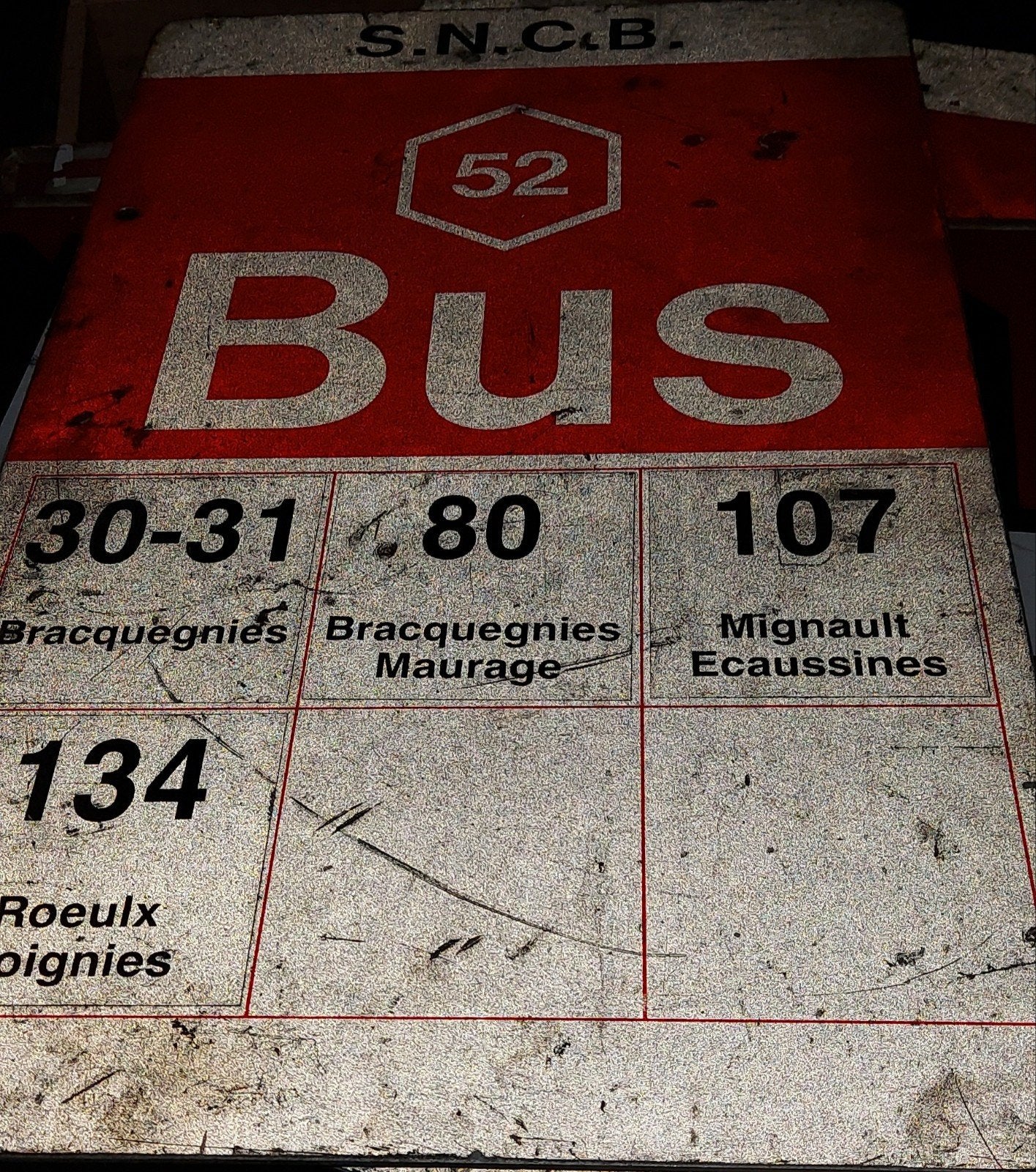 oude geëmailleerde plaat sncb bus, Ophalen