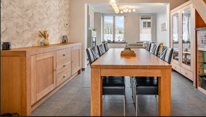 Eetkamer vol hout, Huis en Inrichting, Ophalen, Gebruikt, Tijdloos en strak, 6 tot 8 stoelen