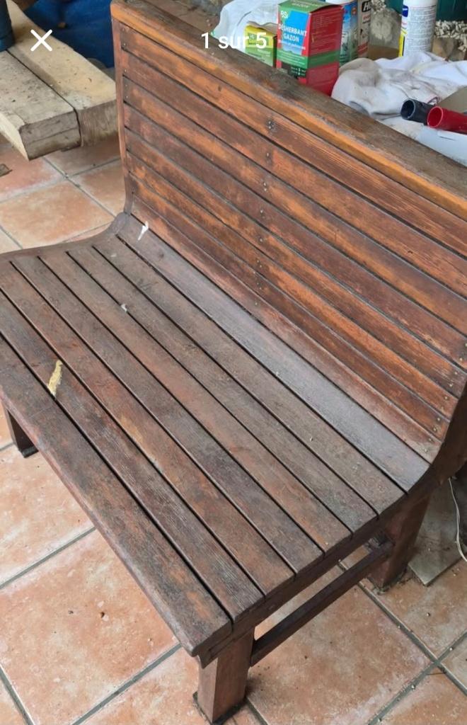 banc de jardin à lattes en bois exotique, Enlèvement, Utilisé, Bois
