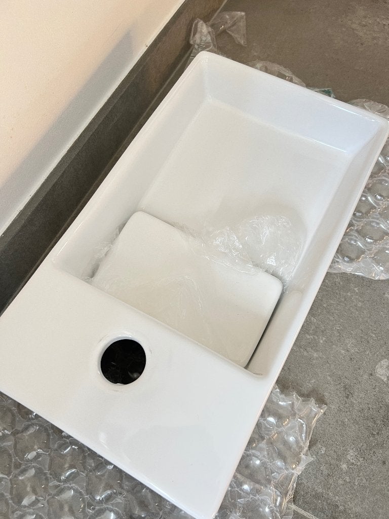Wastafel Saniclear Itsie fontein mat wit, Ophalen, Nieuw, Steen, Wastafel