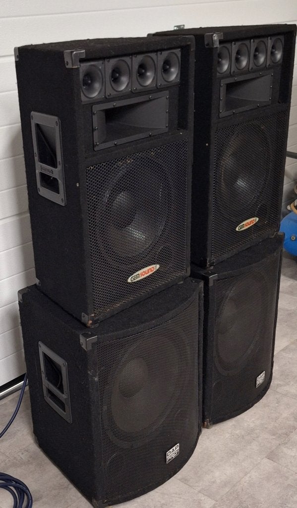 Luidsprekers baskasten DAP-Pro 15" speakers topkasten, Audio, Tv en Foto, Luidsprekerboxen, Gebruikt, Overige typen, 150 watt of meer