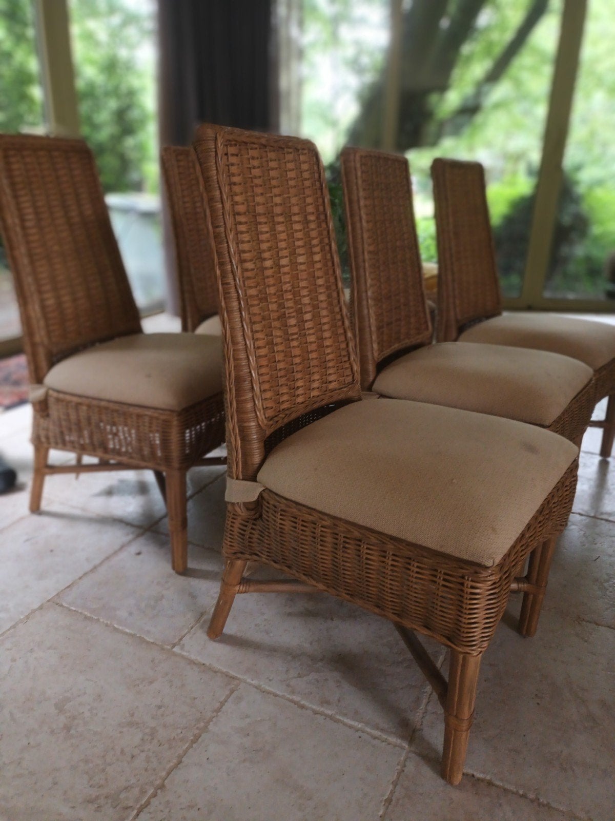 6 chaises en rotin, Maison & Meubles, Enlèvement