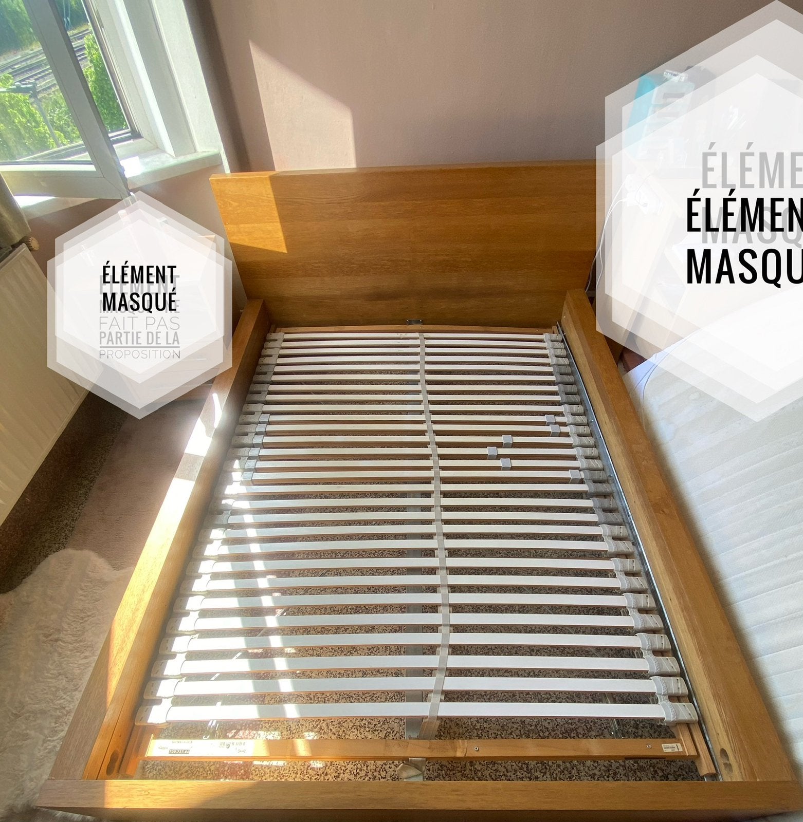 Lit IKEA MALM 140*200 (avec sommier et sans matelas), Maison & Meubles, Chambre à coucher | Lits, Beige, Enlèvement, Utilisé, 200 cm