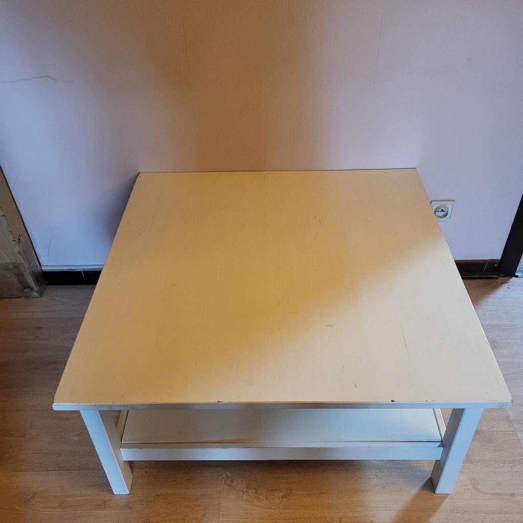 Witte houten salontafel Hemnes, Ophalen, Gebruikt, 50 tot 100 cm, Vierkant