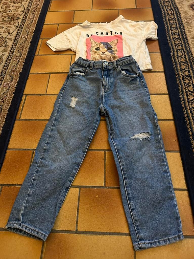 Meisje broek en t shirt, Ophalen, Gebruikt, Maat 116