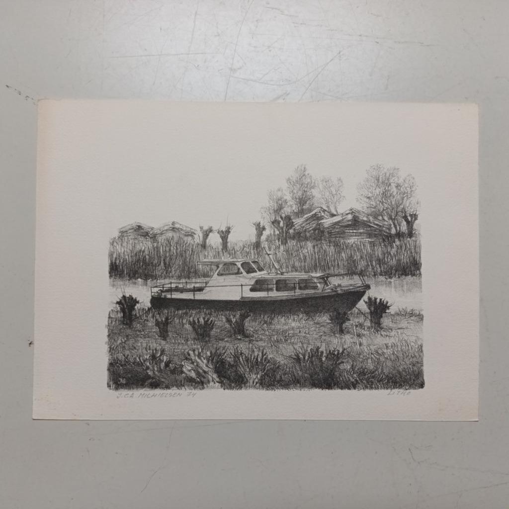 Jan Michielsen (1939 - 2010) - 4x handgesigneerde etsen/ lit, Antiek en Kunst, Kunst | Etsen en Gravures, Ophalen of Verzenden