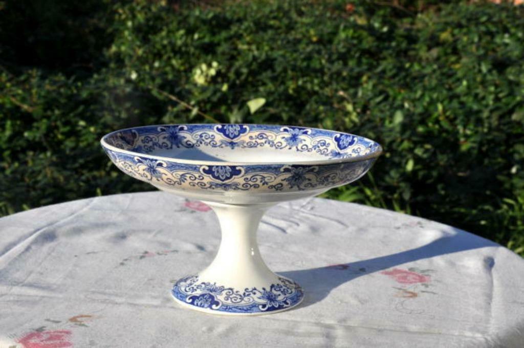 § fruitier faience sur pied guirlande bleu, Antiquités & Art, Enlèvement ou Envoi
