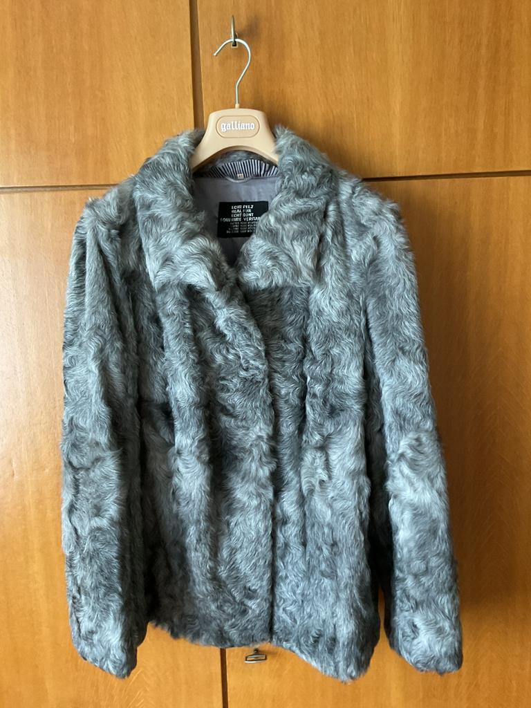 Echt pelsen kort jasje, Maat 46/48 (XL) of groter, Zo goed als nieuw, Jasje, Grijs