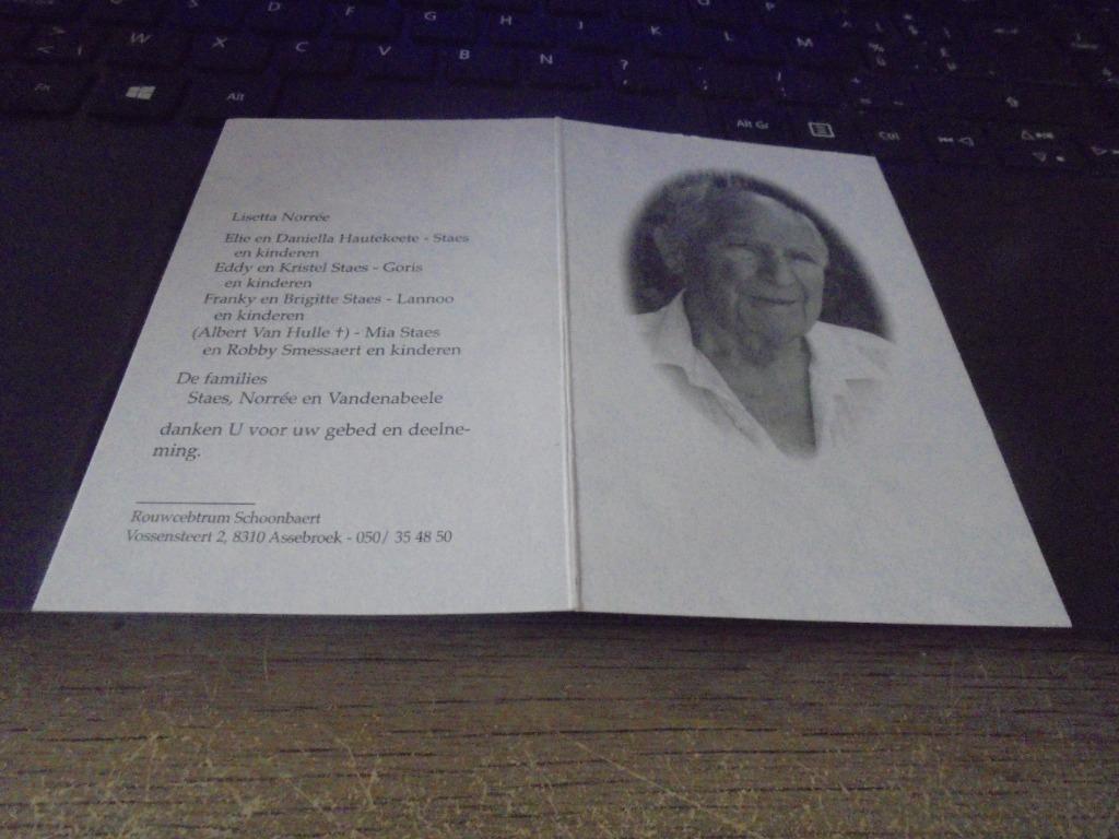 dp Maurice Staes, Verzamelen, Ophalen of Verzenden, Bidprentje